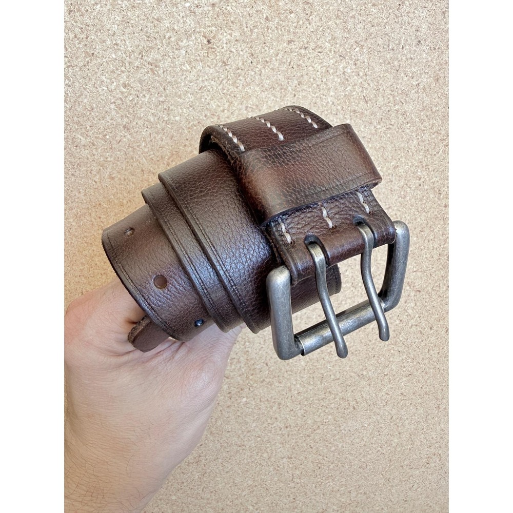 American Eagle Brown Leather Double Prong Buckle Belt Wide Mens 28-34in S / M